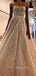 A-line Spaghetti Straps Sequin Long Evening Prom Dresses, Cheap Custom prom dresses, MR8326