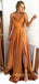 Simple Burnt Orange satin Spaghetti Straps Long Evening Prom Dresses, Cheap Custom prom dresses, MR8387