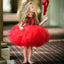 Popular Cute Red Sequin Tulle Short Cheap Flower Girl Dresses, FGS122