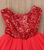 Popular Cute Red Sequin Tulle Short Cheap Flower Girl Dresses, FGS122