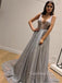 Newest A-line V-neck Sparkly Backless Sexy Long Evening Prom Dresses, PD0565