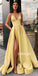 A-line Spaghetti Strap Side Slit Long Evening Prom Dresses GDW110