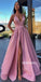 A-line Spaghetti Strap Side Slit Long Evening Prom Dresses GDW110